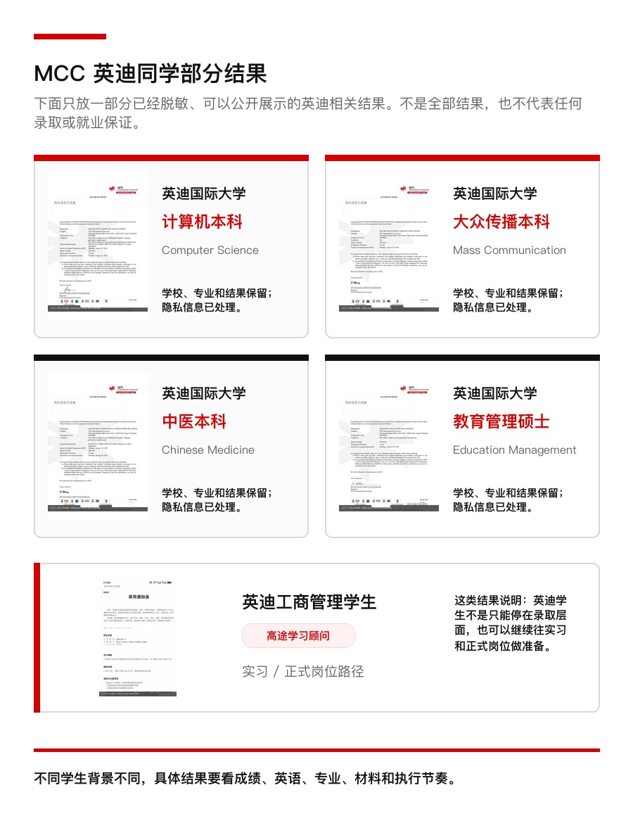 MCC 英迪同学部分结果